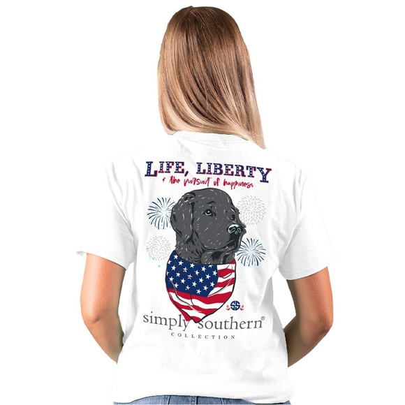SIMPLY SOUTHERN PREPPY LIBERTY USA DOG T-SHIRT SIZE XXL - Picture 1 of 7
